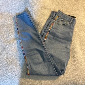 Embroidered Colorblock Jeans